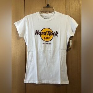Hard Rock Cafe Memphis Baby Doll Tee Shirt White Ladies S NWT